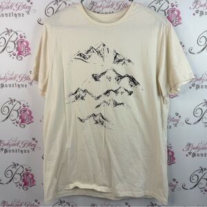 Goodfellow & Co T-shirt cream white Beige Mountain Print Tee black graphic